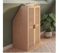 IDMarket - Armoire sous Pente 2 Portes EDHEN 60 x 50 x 70/110 cm Bois et cannage