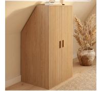 IDMarket - Armoire sous Pente 2 Portes Juliette 60 x 50 x 70/110 cm Effet Lattes tasseau Bois Coloris chêne