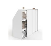 IDMarket - Armoire sous Pente 3 Portes coulissantes 3 Niveaux TOMI 130 x 50 x 70/110 cm Blanc