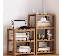 Armoire stéréo audio-visuelle moderne en bois, étagère de rangement AV à 4 niveaux pour home cinéma, unité de divertissement élégante pour composants audio, médias et jeux, marron clair.