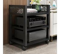 Armoire stéréo réglable à 3 niveaux Support de composants AV Support audio roulant pour HiFi, stockage multimédia, étagère d'angle, tour de lecteur CD debout au sol (couleur : C)
