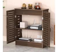 Armoire Sto routeur WiFi, étagère réglable au sol, câble nizer avec multiprise pour chambre à coucher et salon (marron, 50 x 80 x 30 cm)