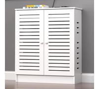 Armoire Sto routeur WiFi, étagère réglable au sol, multiprise et câble pour chambre à coucher et salon (blanc, 50 x 70,1 x 24,9 cm)