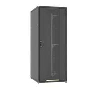 Armoire sur Pieds 24/600/800, Porte en Verre, Panneau Arrière en Acier, RAL 9005 Noir (Construction Vissée – Capacité 1000 kg)