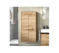 Armoire suspendue 2 portes 64x32x132 cm décor chêne - ZENNO