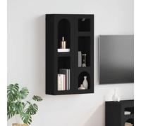 Armoire suspendue avec étagère en bois noir, 59 x 20 x 100 cm, espace de rangement moderne, pour cuisine, couloir, salon, peu encombrant, polyvalente et multi-compartiments