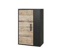 Armoire suspendue Berno, 50.1x78.4cm avec 2 compartiments, Noir/Sable Chêne, Vicco 55444