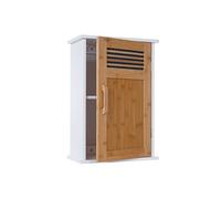 Armoire Suspendue De Salle De Bains Hwc-A85, Meuble De Salle De Bains, Bambou, 52x35x21 Cm Blanc Multicolore