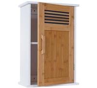 Armoire suspendue de salle de bains HWC-A85 bambou 52x35x21 cm blanc