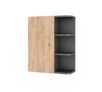 Vicco Armoire Suspendue Fynn, Anthracite/chêne doré, 47.2x59.2cm | pour montage mural avec étagères ouvertes