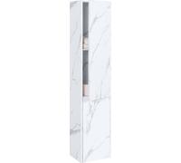 Armoire suspendue HWC-L86, Armoire de salle de bain Highboard Hochschrank, Mélamine 2 portes 3 compartiments 160x33cm ~ Aspect marbre blanc