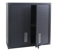 Armoire suspendue HWC-O52, armoire murale, armoire de rangement, bibliothèque, verrouillable, acier, 77 x 77 x 31 cm - gris foncé