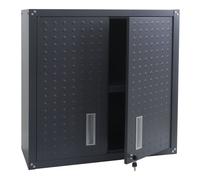 Armoire suspendue HWC-O52, armoire murale, armoire de rangement, bibliothèque, verrouillable, acier, 77 x 77 x 31 cm gris foncé