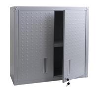 Armoire suspendue HWC-O52, armoire murale, armoire de rangement, bibliothèque, verrouillable, acier 77x77x31cm - gris clair