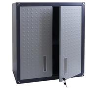 Armoire suspendue HWC-O52, armoire murale, armoire de rangement, bibliothèque, verrouillable, acier 77x77x31cm - gris clair/gris foncé