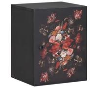 Armoire suspendue multicolore 38 x 33,5 x 48 cm en bois massif de manguier | Montage mural, boutons en laiton, décor floral, grain de bois naturel, gain de place, bois de manguier robuste