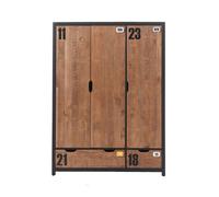 Armoire - Swithome - Alex - 3 portes - Pin massif - Style industriel - 148 cm