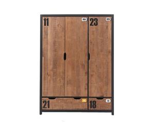 Armoire - Swithome - Alex - 3 portes - Pin massif - Style industriel - 148 cm
