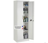 Armoire - TECTAKE - Armoire à dossiers BRANDON, fermeture magnétique, 5 compartiments, acier, 60 x 40 x 180,5 cm - Blanc