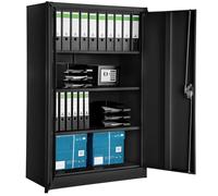 Armoire - TECTAKE - armoire métallique à dossiers 4 niveaux, verrouillable, étagères réglables, acier, 140 x 90 x 40 cm - noir