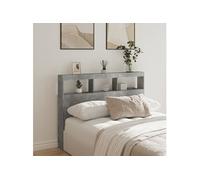 Vidaxl Armoire Tête De Lit Avec Led Gris Béton 140x17x102 Cm Gris