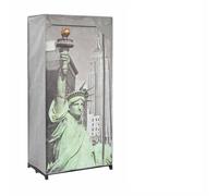 Armoire Textile Pliable New York 75x45x160 cm avec Compartiments | Tissu non tissé durable, tubes de fer, couvercle enroulable, glissières, usage intérieur, design simple