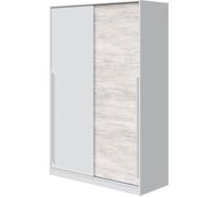 Armoire TOP - Décor blanc artik et chêne nodi - 2 Portes coulissantes - H200 x L121 x P50 cm