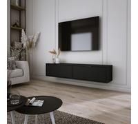 Armoire TV 140 cm montage mural noir AURA - Minimaliste et moderne