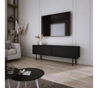 Armoire TV 140 cm sur pieds 15 cm Noir AURA - Moderne et fonctionnel