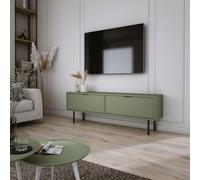 Armoire TV 140 cm sur pieds 15 cm vert sauge AURA - Une touche de style dans un intérieur moderne