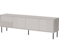 Armoire TV ABUDABI 200 cm 4D KASCHMIR BEIGE avec pieds métalliques noirs avec façades fraisées 4 portes Debout Armoire basse Armoire TV Moderne Board Sideboard Pieds métalliques