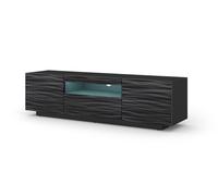 Armoire TV AURA 150 cm SAHARA noir satiné + éclairage LED à suspendre ou à poser
