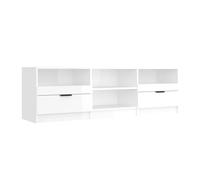 Armoire TV blanc brillant 150x33,5x45 cm Matériau dérivé du bois