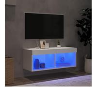 Armoire TV - CLOUD - Meuble séjour - avec lumières LED - blanc 80x30x30 cm ll2924
