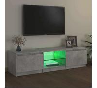 Armoire TV - CLOUD - Meuble séjour - avec lumières LED - gris béton 140x40x36 cm ll816