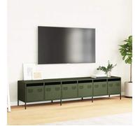 Armoire TV - CLOUD - Meuble séjour - vert olive 202x39x43,5 cm acier laminé à froid ll3087