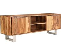 Armoire TV en bois massif d'acacia brun miel 118x30x40 cm