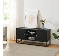 Armoire TV 'Janakkala' avec 2 portes et 2 compartiments ouverts Acier 120 x 40 x 55 cm Noir