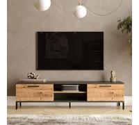 Armoire TV Lempäälä 160x35x39 cm chêne rustique et anthracite