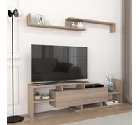 Armoire TV 'Liksefte' avec étagère murale TV Lowboard 154 x 28 x 42 cm avec espace de rangement imitation chêne