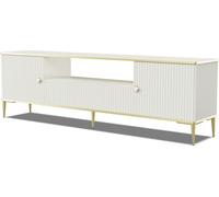 Armoire TV PETRA 180 cm 2D1S KASCHMIR BEIGE avec pieds métalliques dorés Lowboard Tiroir Debout Armoire basse TV Loft Moderne TV Board Sideboard