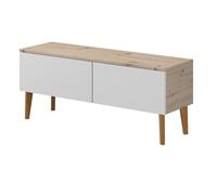 Armoire TV scandinave moderne BERGEN 120 2D Commode RTV Armoire TV-Lowboard chêne ARTISAN façade blanche 120x48x37