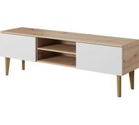 Armoire TV scandinave moderne BERGEN 150 2D Commode RTV Armoire TV-Lowboard chêne ARTISAN façade blanche
