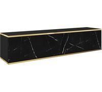 Armoire TV suspendue - Design moderne avec fonction push-to-open. Couleur : noir/marbre noir royal , D : L : 135 cm, H : 30 cm, P : 32 cm. TV Lowboard, Tableau TV, Meuble TV Suspendu, Armoire murale s