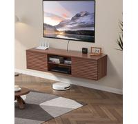 Armoire TV VEVOR support mural, armoire TV avec étagères réglables et portes coulissantes, armoire suspendue capacité de charge 52 kg, blanc, longueur 152 cm