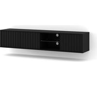 Armoire TV VINA 156 cm NOIR MATTE Armoire suspendue avec façades fraisées