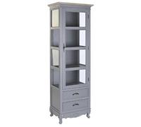 Armoire vaisselier, vitrine en bois de paulownia/verre coloris gris clair - Longueur 49 x Profondeur 36 x Hauteur 160 cm --