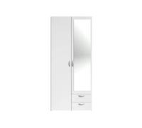 Armoire VARIA Décor 2 portes battantes 1 miroir 2 tiroirs L 81 H 185 P 51 cm