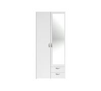 Armoire VARIA Décor 2 portes battantes 1 miroir 2 tiroirs L 81 H 185 P 51 cm