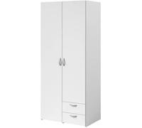 Armoire Varia - Décor Blanc - 2 Portes Battantes + 2 Tiroirs - L 81 Cm X H 185 X P 51 Cm - Parisot